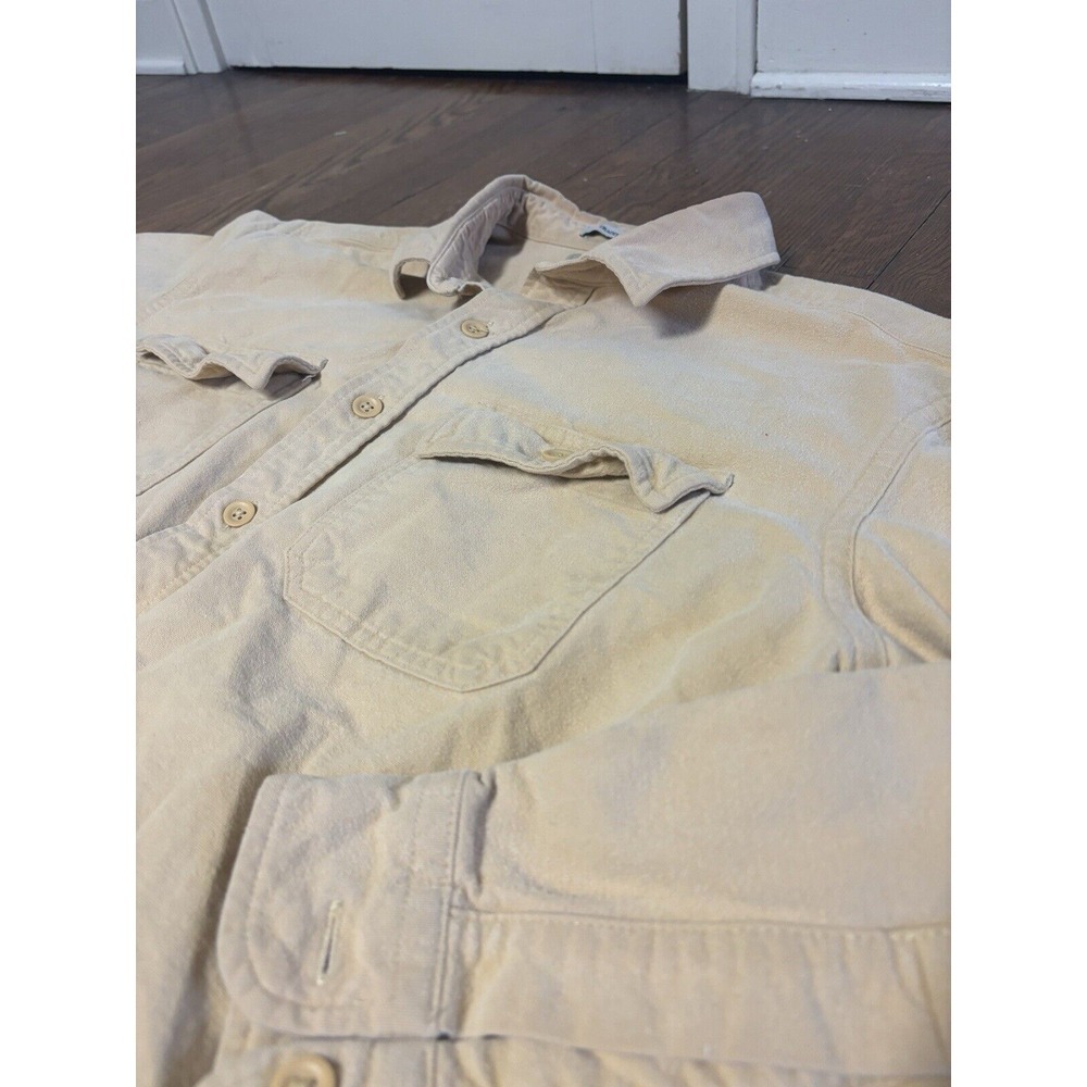 Vintage L.L. Bean Chamois Shirt Mens XLT Tan Button Up Long Sleeves Casual